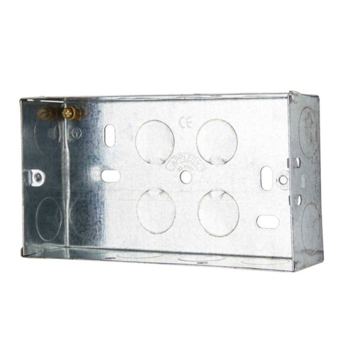 Appleby SB628 Flush 2 Gang Steel Socket Box 47mm