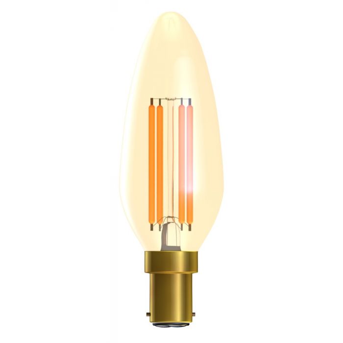 BELL 60812 3.3W LED Vintage Candle Bulb Dimmable - SBC, Amber, 2000K