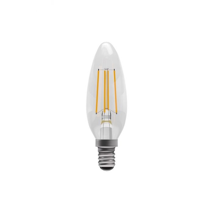 BELL 60706 3.3W LED Filament Candle Bulb - SES, Clear, 2700K