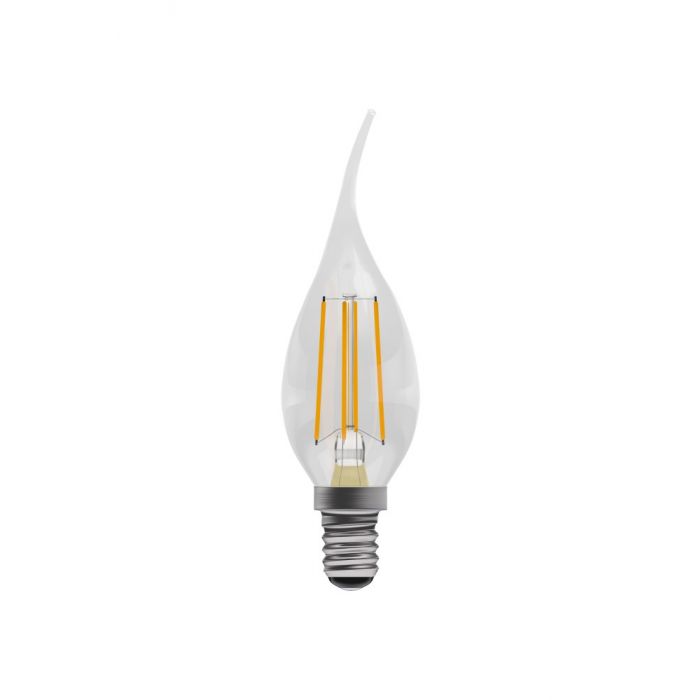 BELL 60715 3.3W LED Filament Bent Tip Candle Bulb - SES, Clear, 2700K