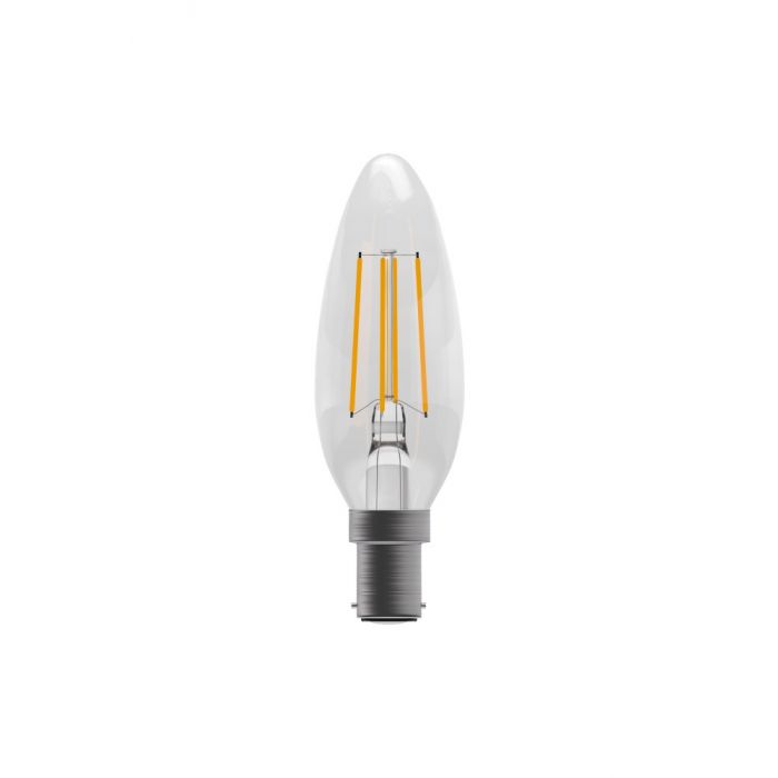 BELL 60718 3.3W LED Dimmable Filament Candle Bulb - SBC, Clear, 2700K