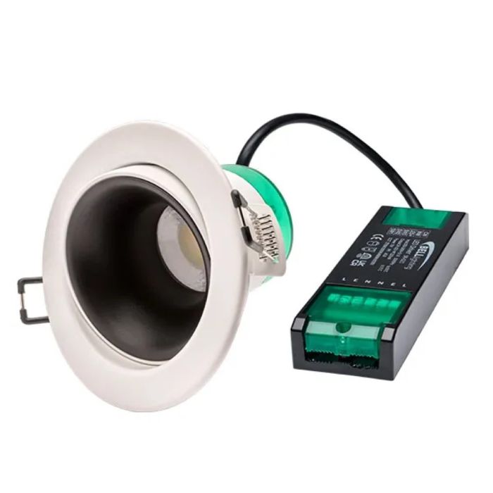 7W Firestay LED Anti-Glare CCT Centre Tilt Downlight - White - Tool Free Termination 