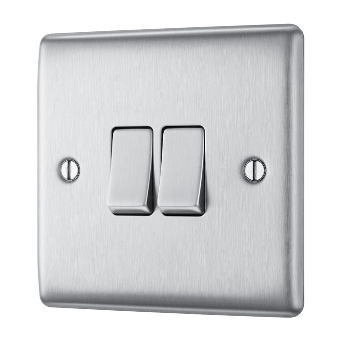BG NBS42 Stainless Steel Double Switch 10A 2 Way