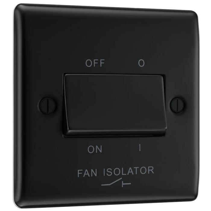 BG NFB15 Matt Black Triple Pole Fan Isolator Switch 10A