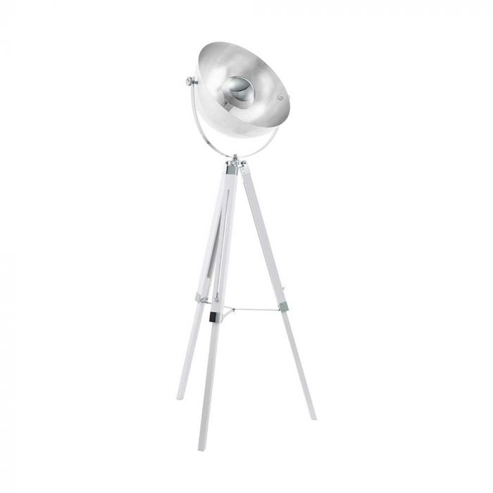 Eglo 49877 Covaleda White & Silver Dish Tripod Floor Lamp