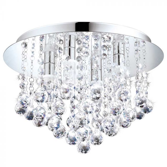 Eglo 94878 Almonte Decorative Crystal and Chrome Bathroom Ceiling Light