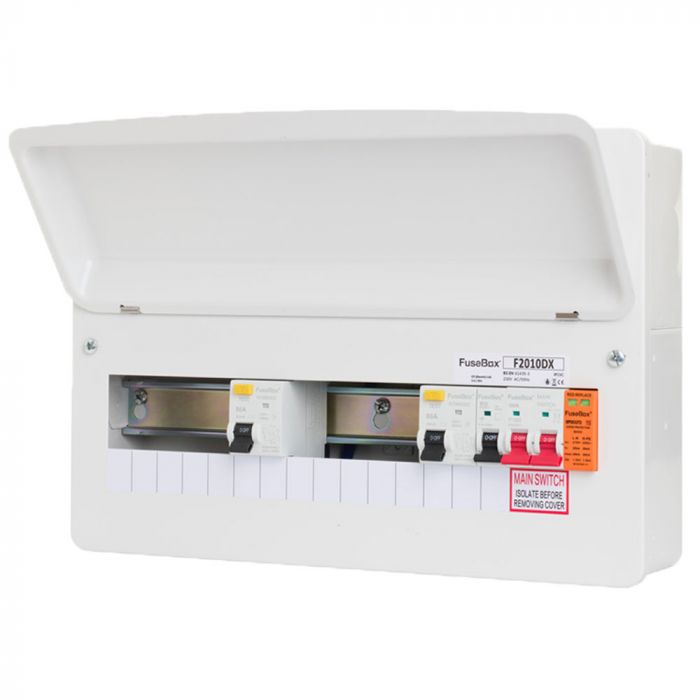 FuseBox F2010DXA 10 Way Dual RCD Consumer Unit with Surge Protection