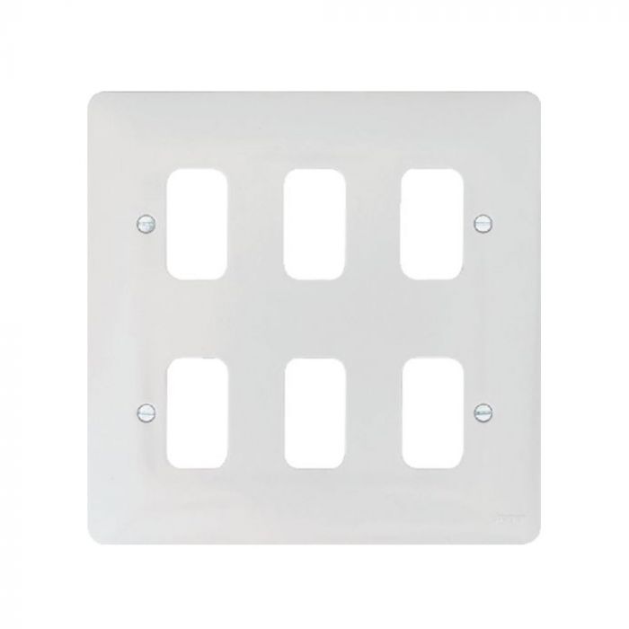 Hager Sollysta WMGP6 6 Gang White Moulded Grid Plate