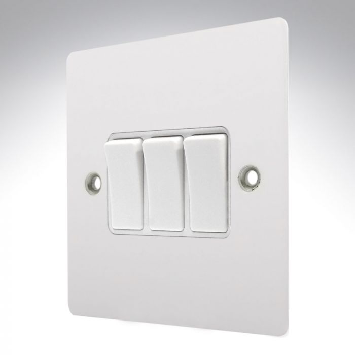 Hamilton 80R23WH-W Gloss White 10A 3 Gang Light Switch