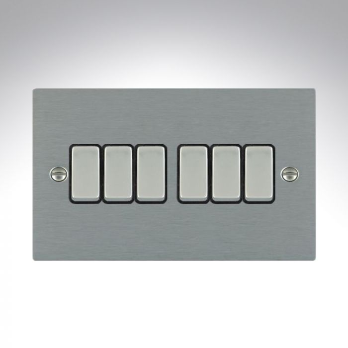 Hamilton 84R26SS-B Stainless Steel 10a 6 Gang Light Switch