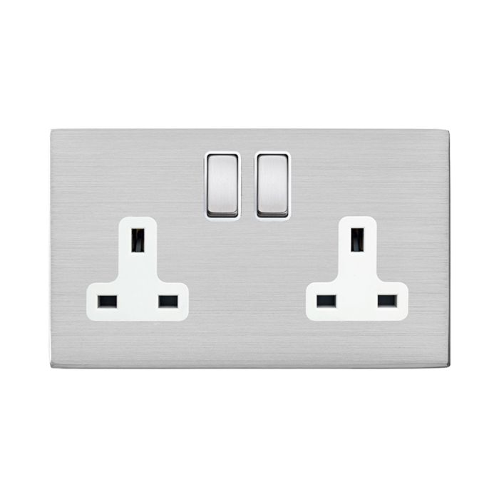 Hamilton 7G24SS2SS-W G2 Satin Steel 13A double switched socket
