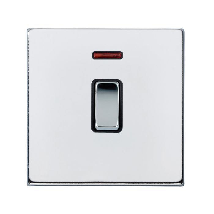 Hamilton 7G27DPNBC-B G2 Polished Chrome 20A double pole switch with neon and cable outlet