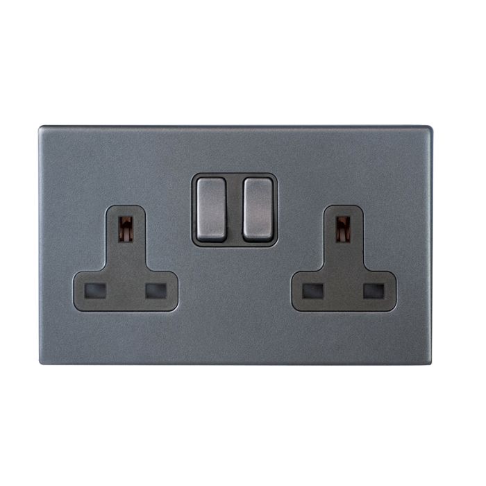 Hamilton 7G2ASS2GA-QG G2 Anthra Gray 13A double switched socket