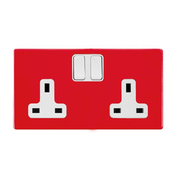 Hamilton 7RCSS2WH-W CFX Gloss Red Switched Socket 2 Gang 13a