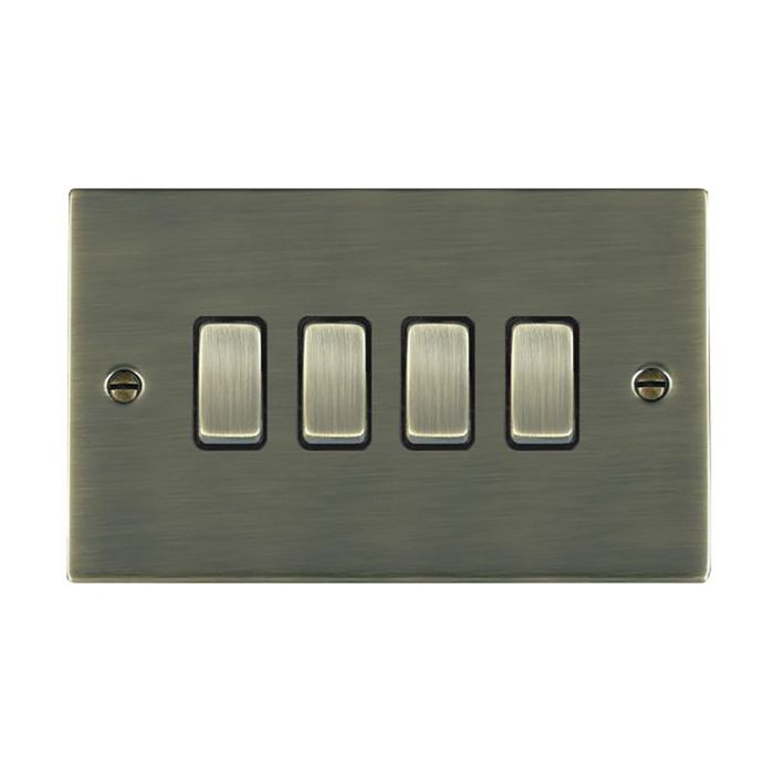 Hamilton 89R24AB-B Antique Brass 10A quadruple 2 way light switch