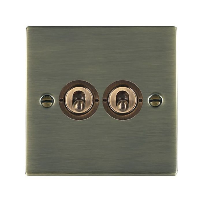 Hamilton 89T22 Antique Brass 20A double toggle light switch 2 way