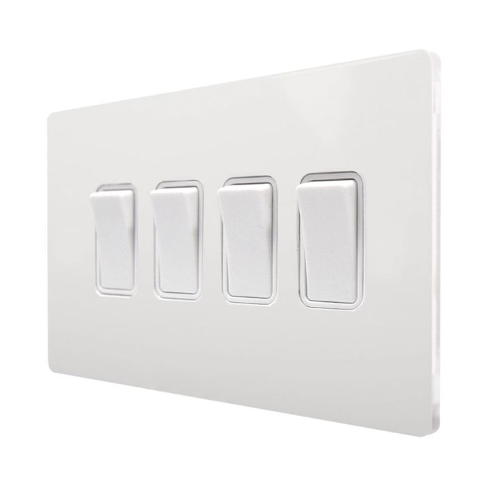Hamilton 8WPCR24WH-W CFX Primed White 10A quadruple 2 way light switch