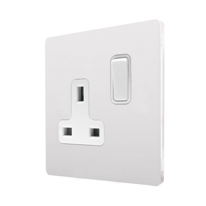Hamilton 8WPCSS1WH-W CFX Primed White 13A single switched socket