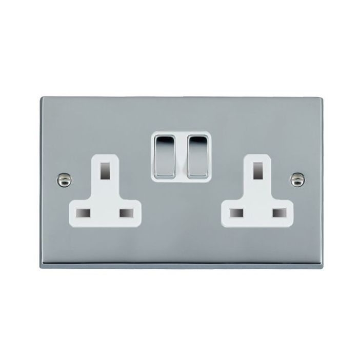 Hamilton 95SS2BC-W Polished Chrome Switched Socket 2 Gang 13A