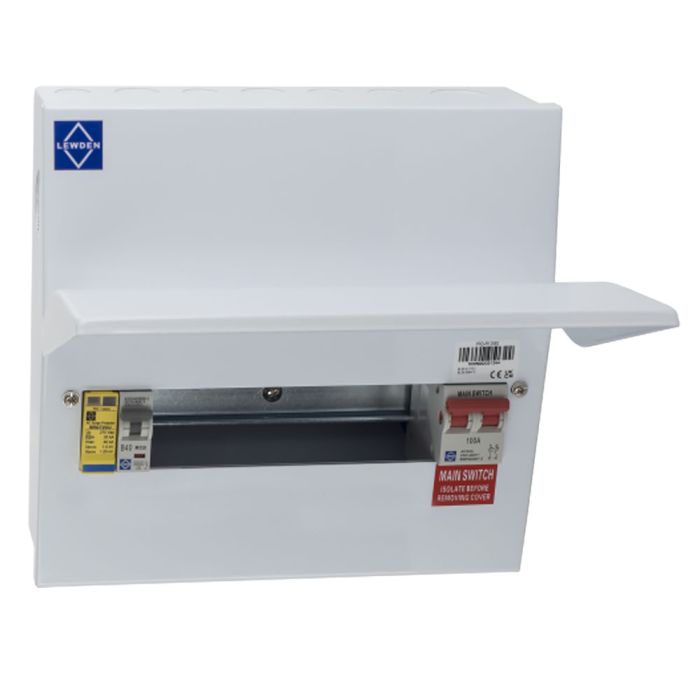Lewden 5 Way RCBO Consumer Unit complete with pre-wired SPD Kit