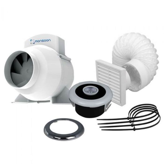 National Ventilation UMDTKLED Monsoon Inline LED Shower Light Extractor Fan Kit